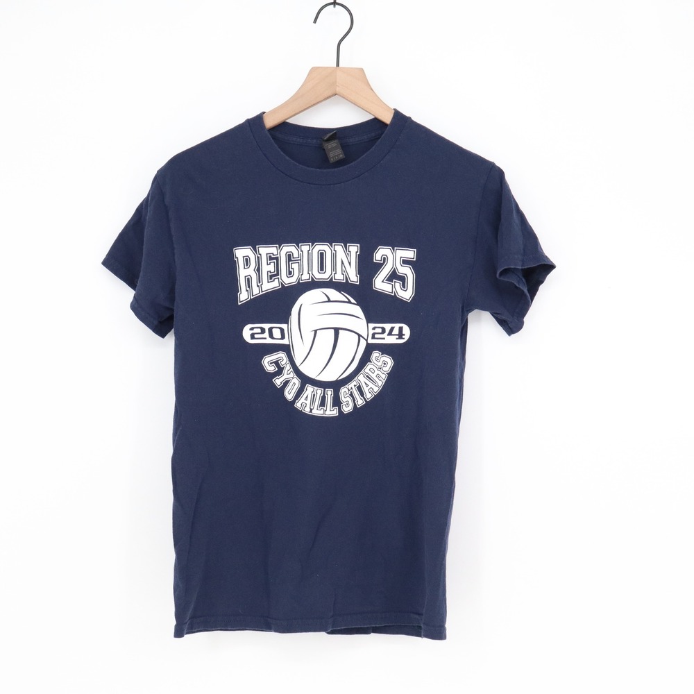Gildan T-Shirt Unisex S Heavy Cotton Navy Blue Region 25 Volleyball Excellent